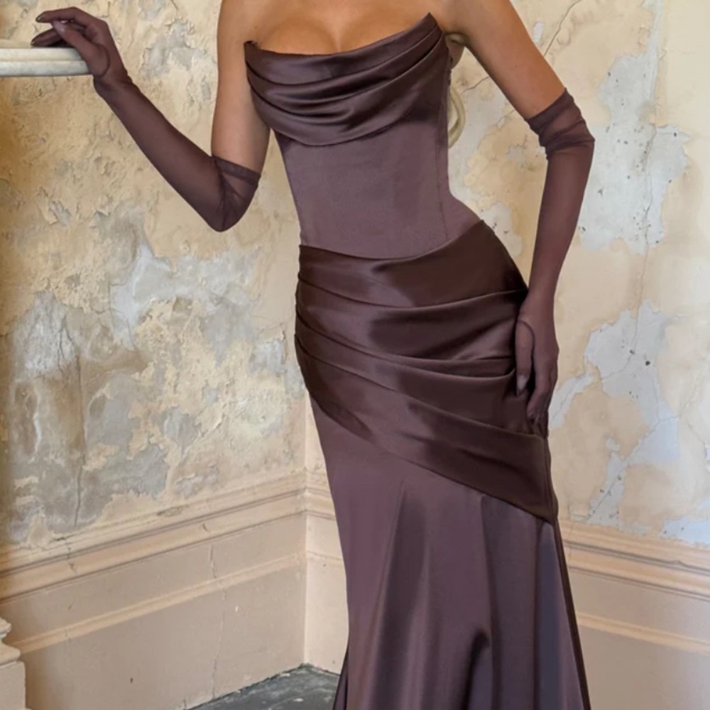 Babyboo Kensington Maxi Strapless Chocolate Brown Gown